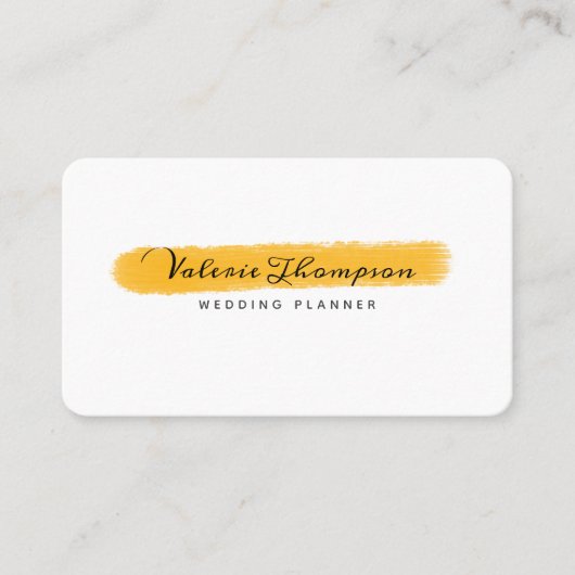 Elegant White en Gold Stroke Signature Visitekaartje (Voorkant)