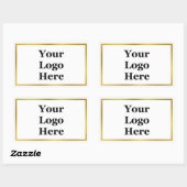 Elegant White en Gold Uw Logo hier Sjabloon Rechthoekige Sticker (Vel)