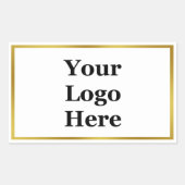Elegant White en Gold Uw Logo hier Sjabloon Rechthoekige Sticker (Voorkant)