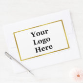 Elegant White en Gold Uw Logo hier Sjabloon Rechthoekige Sticker (Envelop)