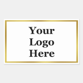 Elegant White en Gold Uw Logo hier Sjabloon Rechthoekige Sticker