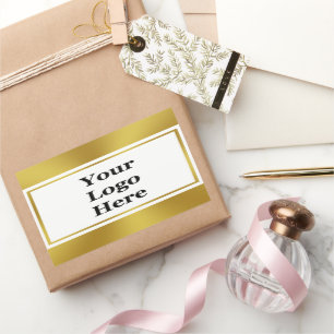 Elegant White en Gold Uw Logo hier Sjabloon Rechthoekige Sticker