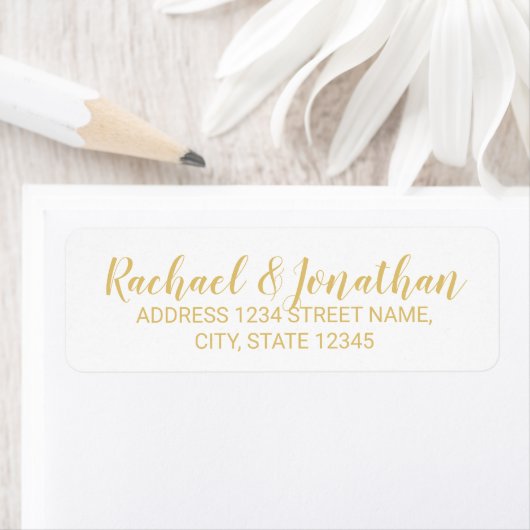 Elegant White en Gold Wedding Etiket (Insitu)