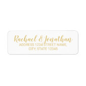 Elegant White en Gold Wedding Etiket (Voorkant)