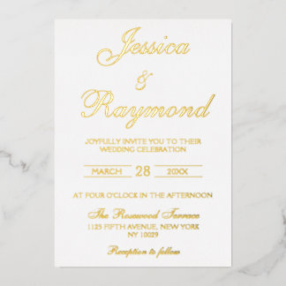 Elegant White en Gold Wedding Folie Uitnodiging