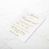 Elegant White en Gold Wedding Folie Uitnodiging (Gedraaid)