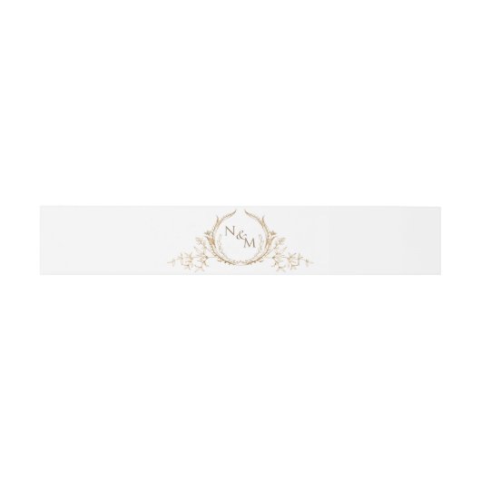 Elegant White en Gold Wedding Hand Drawn Monogram Uitnodigingen Wikkel (Vlak)
