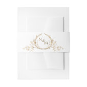 Elegant White en Gold Wedding Hand Drawn Monogram Uitnodigingen Wikkel (Voorkant Voorbeeld)