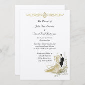 Elegant White en Gold Wedding Invitation Kaart (Voorkant / Achterkant)