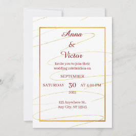 Elegant White en Gold Wedding Kaart
