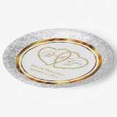 Elegant White en Gold Wedding Papieren Bordje (Gekanteld)