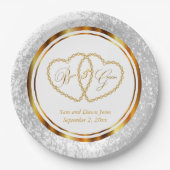 Elegant White en Gold Wedding Papieren Bordje (Voorkant)