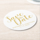 Elegant White en Gold Wedding Save the Date Ronde Kartonnen Onderzetter (Gebogen)
