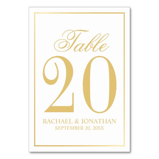 Elegant White en Gold Wedding Table Number Kaart (Achterkant)