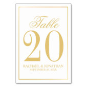Elegant White en Gold Wedding Table Number Kaart (Voorkant)