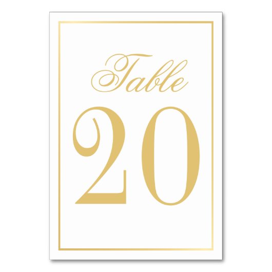 Elegant White en Gold Wedding Table Number Kaart (Voorkant)