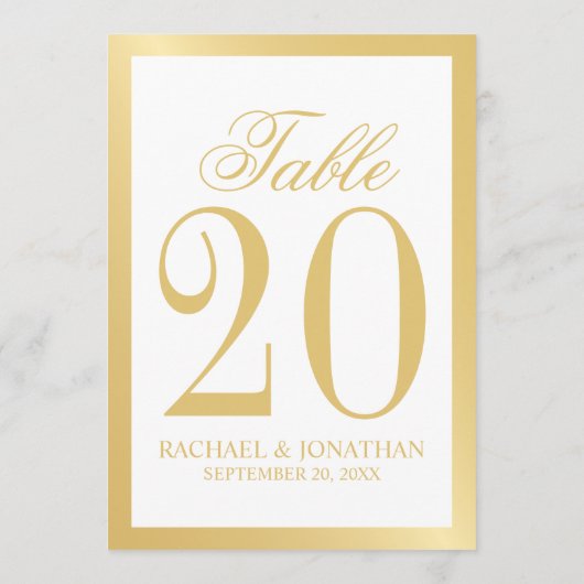 Elegant White en Gold Wedding Table Number Programmakaart (Achterkant)