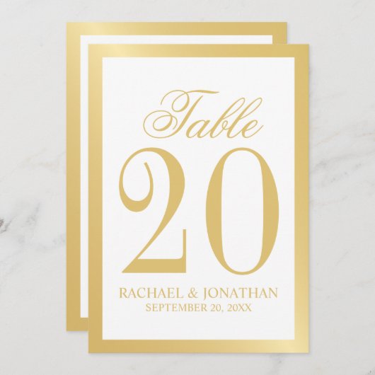 Elegant White en Gold Wedding Table Number Programmakaart (Voorkant / Achterkant)