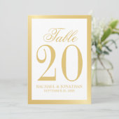 Elegant White en Gold Wedding Table Number Programmakaart (Staand voorkant)