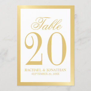 Elegant White en Gold Wedding Table Number Programmakaart