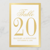 Elegant White en Gold Wedding Table Number Programmakaart (Voorkant)