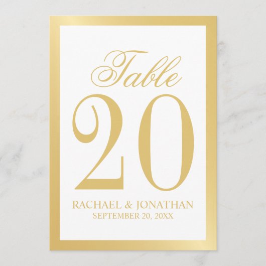 Elegant White en Gold Wedding Table Number Programmakaart (Voorkant)