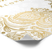 Elegant White en Golden Paisley Lace Poster (Hoek)