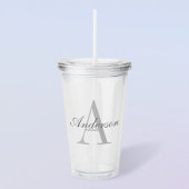 Elegant White en Gray Monogram Acryl Drinkbeker