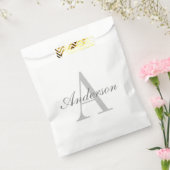 Elegant White en Gray Monogram Bedankzakje (Gezegeld)