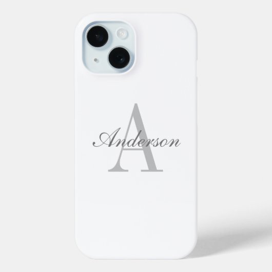 Elegant White en Gray Monogram Case-Mate iPhone Case (Achterkant)