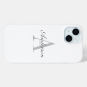 Elegant White en Gray Monogram Case-Mate iPhone Case (Achterkant (horizontaal))