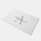 Elegant White en Gray Monogram Deurmat (Schuin)