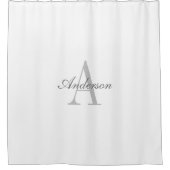 Elegant White en Gray Monogram Douchegordijn (Voorkant)