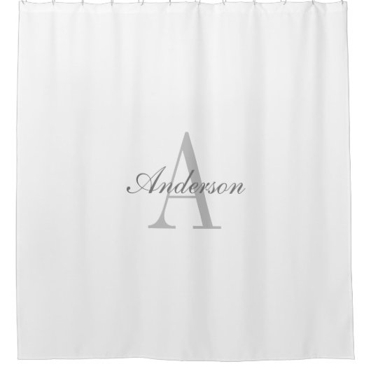 Elegant White en Gray Monogram Douchegordijn (Voorkant)