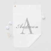 Elegant White en Gray Monogram Golfhanddoek (Insitu)
