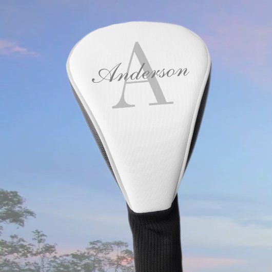 Elegant White en Gray Monogram Golfheadcover