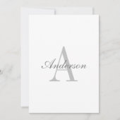 Elegant White en Gray Monogram Kaart (Voorkant)