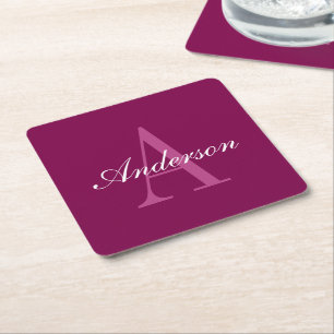 Elegant White en Gray Monogram Kartonnen Onderzetters