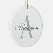 Elegant White en Gray Monogram Keramisch Ornament (Rechts)
