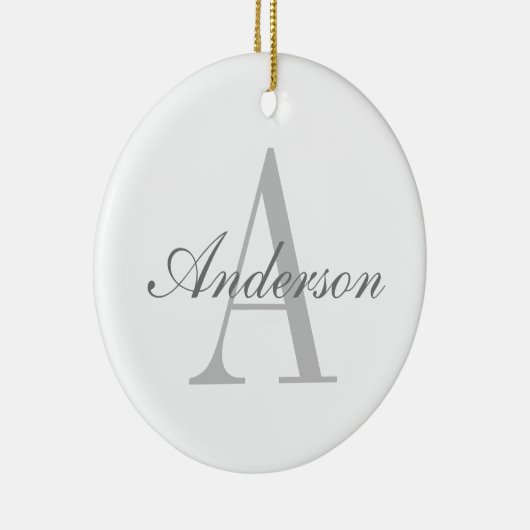 Elegant White en Gray Monogram Keramisch Ornament (Rechts)