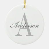 Elegant White en Gray Monogram Keramisch Ornament (Voorkant)