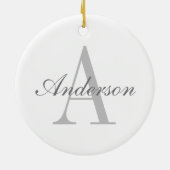 Elegant White en Gray Monogram Keramisch Ornament (Achterkant)