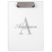 Elegant White en Gray Monogram Klembord (Voorkant)