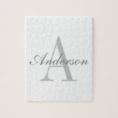 Elegant White en Gray Monogram Legpuzzel (Verticaal)