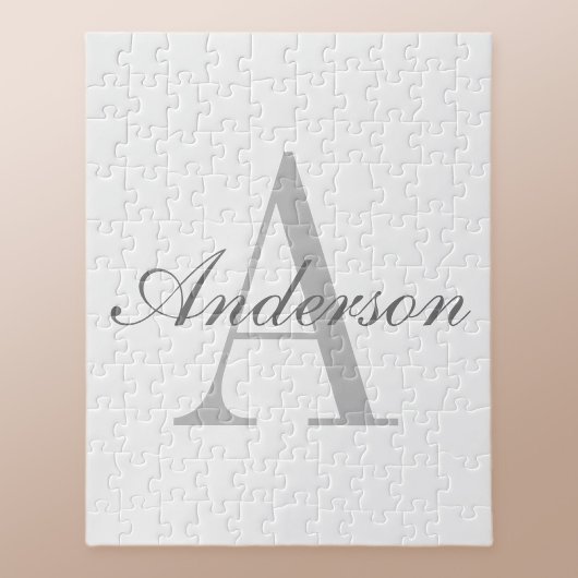 Elegant White en Gray Monogram Legpuzzel