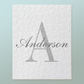 Elegant White en Gray Monogram Legpuzzel