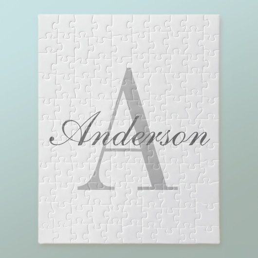 Elegant White en Gray Monogram Legpuzzel