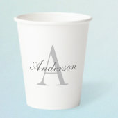Elegant White en Gray Monogram Papieren Bekers