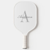Elegant White en Gray Monogram Pickleball Paddle (Achterkant)