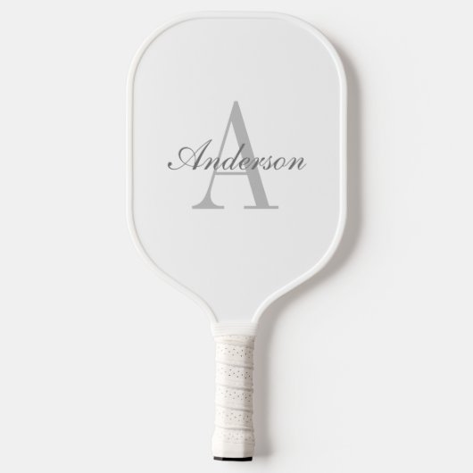 Elegant White en Gray Monogram Pickleball Paddle (Achterkant)